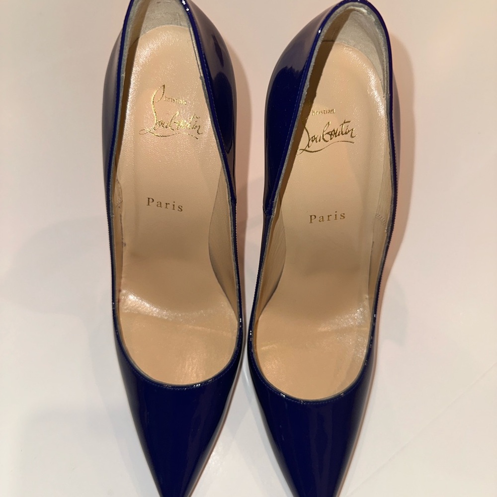 Christian Louboutin Navy Blue Patent Leather So Kate